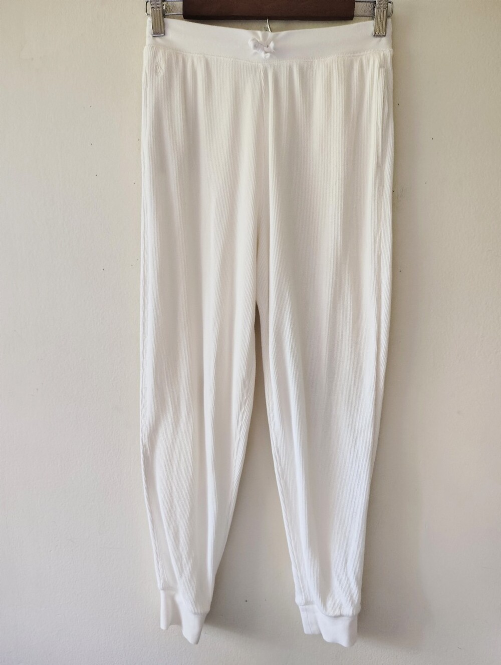 Polo Ralph Lauren White Waffle Knit Jogger Pants Girls XL 16 Cozy Casual Preppy